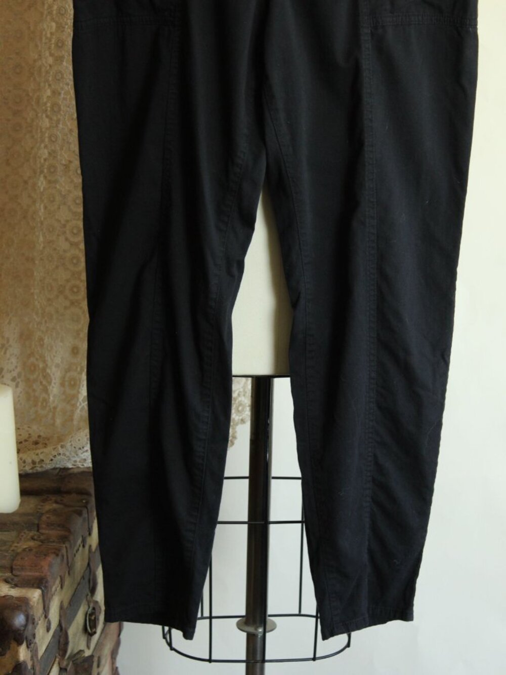 Womens Old Navy Pants,  Black Baggy Size Medium Cotton with Pockets, Elastic - Picture 4 of 14